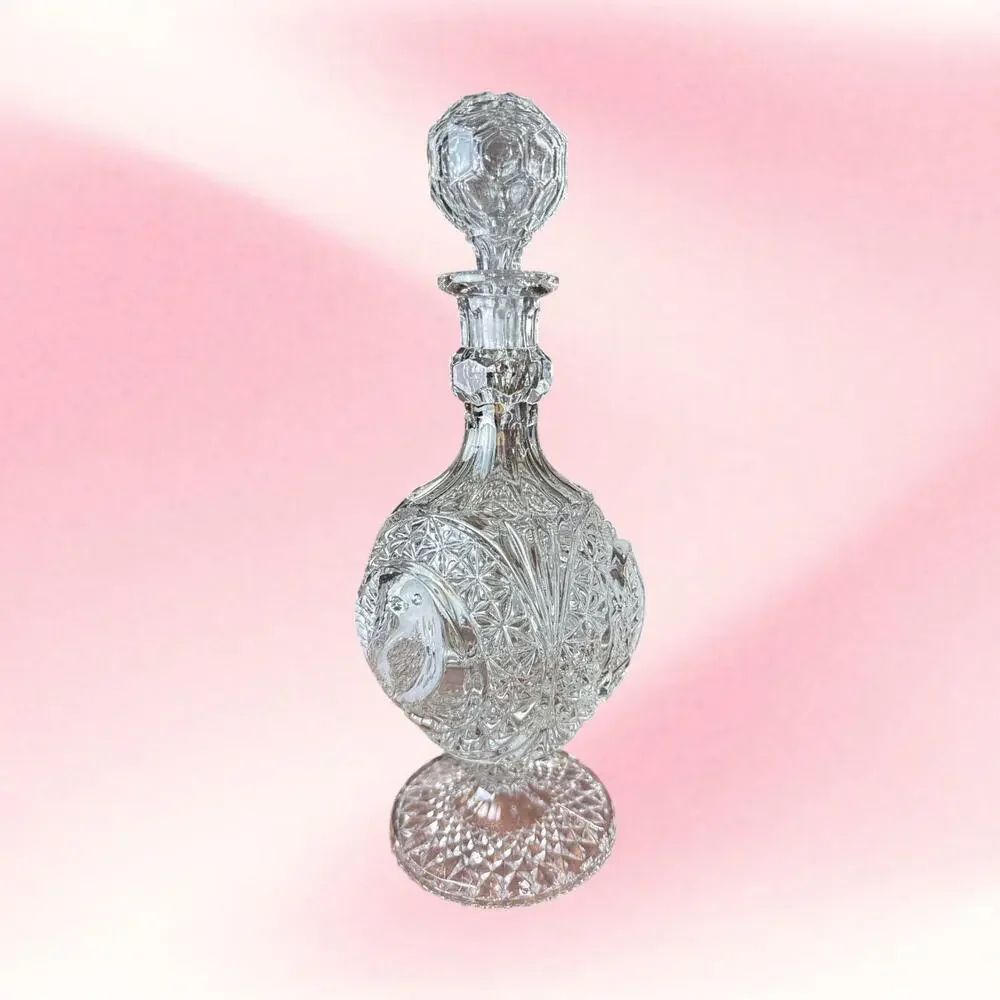 Vintage Hofbauer Byrdes West Germany Lead Crystal Decanter Statement